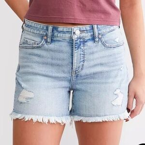 BKE Gabby Light Blue Distressed Denim Shorts
